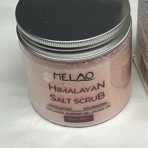 Melao Himalayan Salt Scrub 12 oz Exfoliating Collagen Almond & Lychee Oil